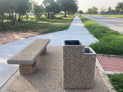 Recently completed section of sidewalk