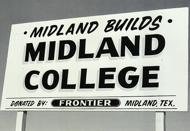 Sign commemorating construction of MC campus