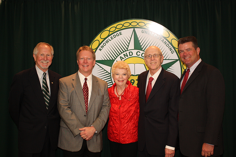 F. Marie Hall (center) with MC, Texas Tech and Midland Memorial Hospital officials