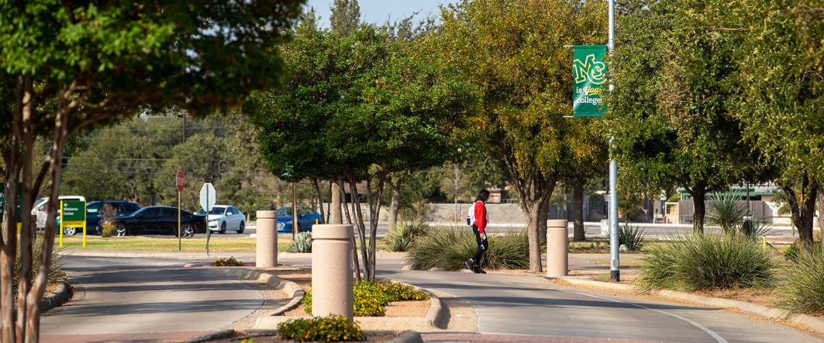 Student crossing Chaparral Circle