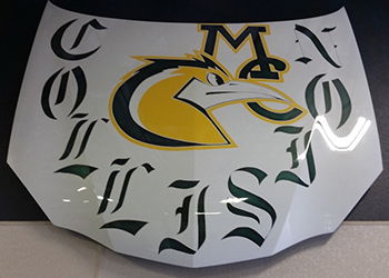 Collision Repair logo, painted on hood by students