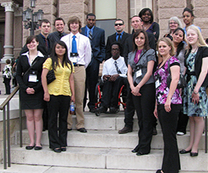 MC Government Students standing on the steps of the State Capitol in Austin, Texas