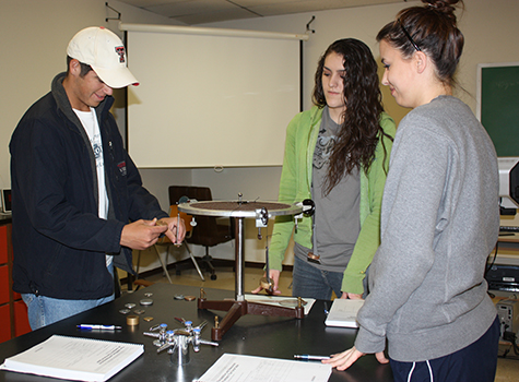Physics students in lab experiment