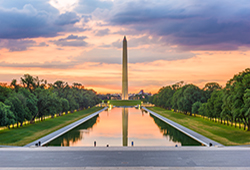 The Washington Monument located in Washington, D.C. at sunset