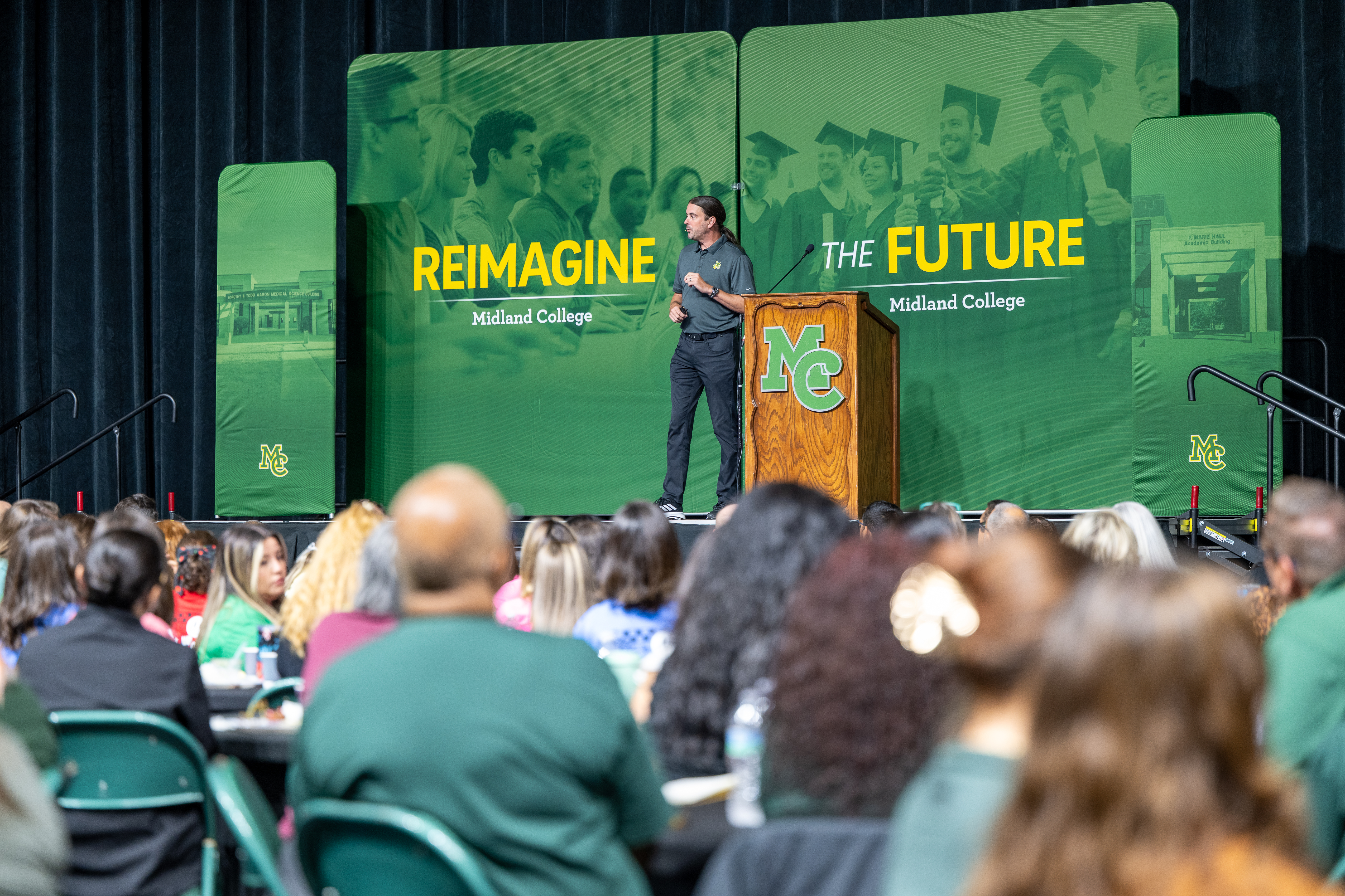 Dr. Kennedy presenting at MC's convocation