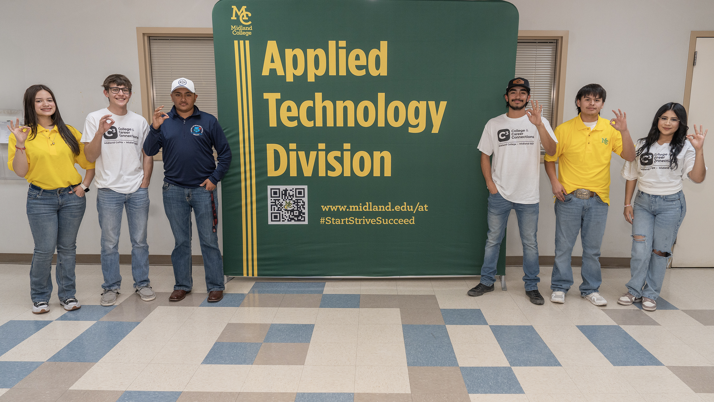 sMC dual credit students who serve as Applied Tech Ambassadors pose at the Applied Tech Center 