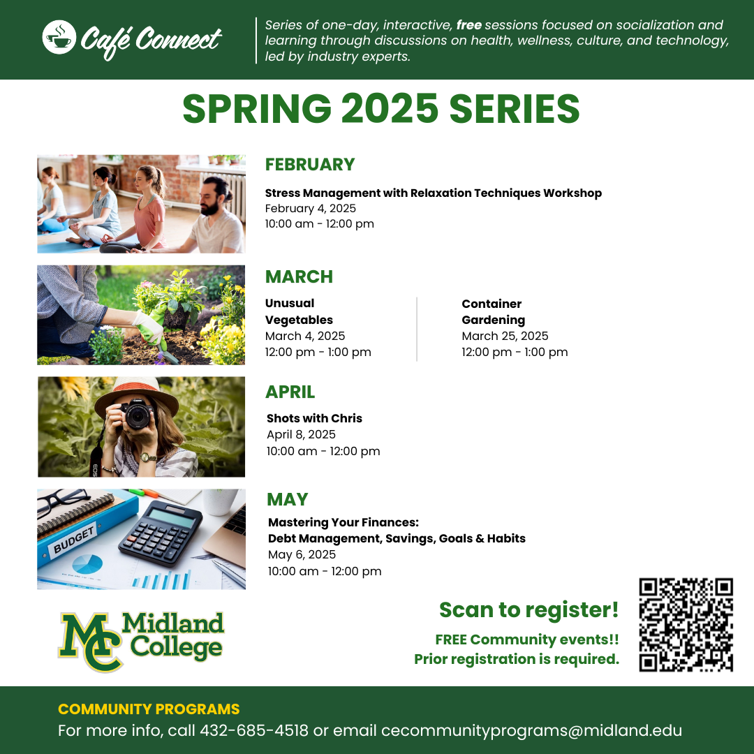 scafe connect flyer with dates for spring classes