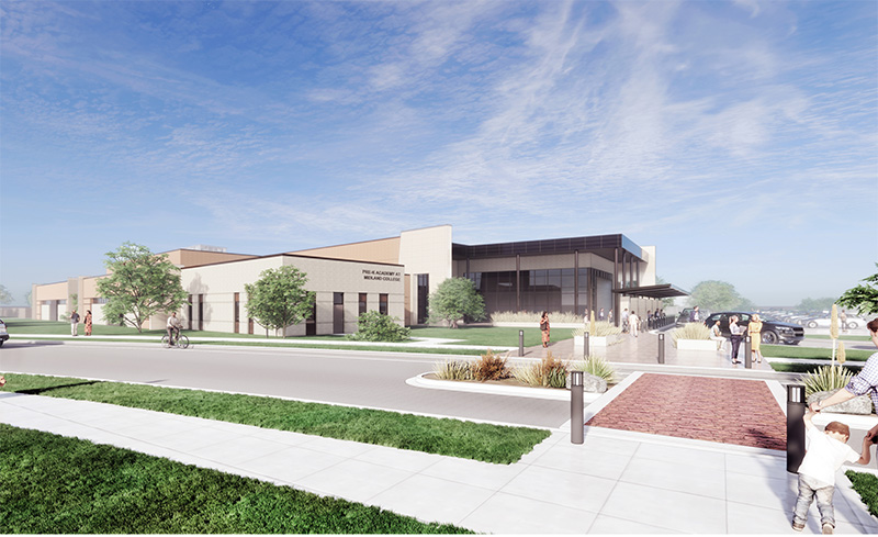 The image to use for this article. Listing image managed through RSS tab. Rendering of new Pre-K Academy and Center for Teaching Excellence on the Midland College campus