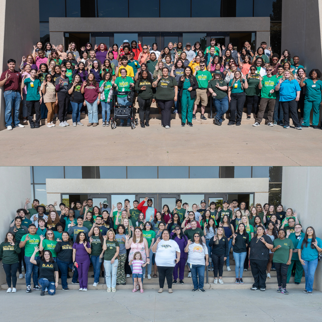 sfall 2024 scholarship recipients pose in front of the Fasken Learning Resource Center